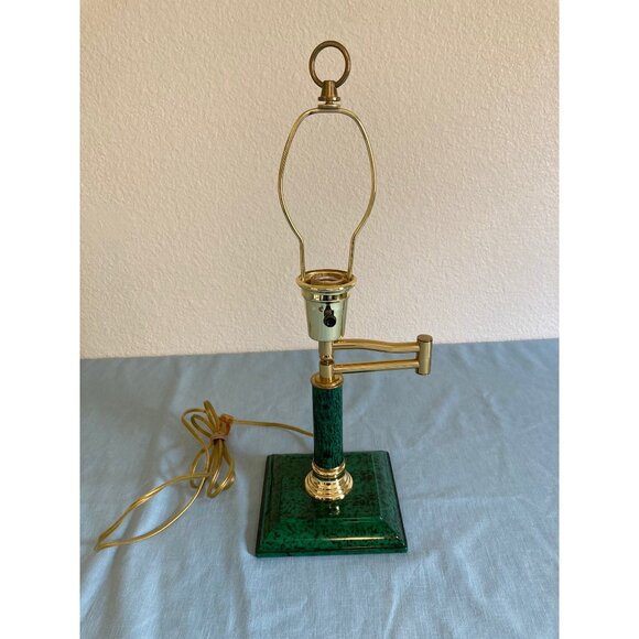 Vintage Swing Arm Desk Lamp Green Marble Marble Look - Picture 3 of 7